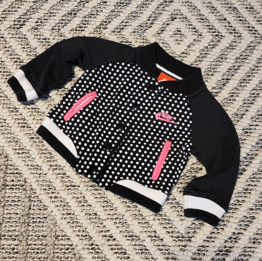 NIKE 0 3 month Polkadot Snap Closure Lightweight Jacket Hot Pink